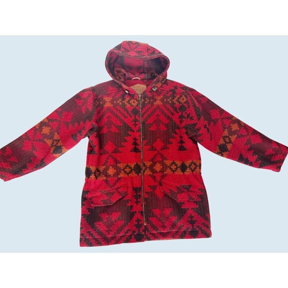 WOOLRICH Wool Blend Southwest Navajo Inspired Blanket Jacket Coat Sz Sm - Picture 2 of 8